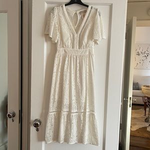 White lace dress with butterfly sleeves size small
